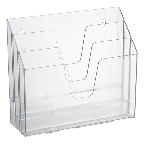 Acrimet Horizontal Triple File Folder Holder Organizer (Clear Crystal Color) Cover