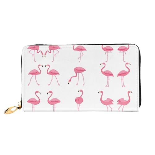 Portefeuille en cuir pour femmes motif flamants roses de qualité supérieure avec fermeture éclair