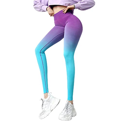 Dongzhi Elastische Kompressionshose mit hoher Taille - Sport Frauen Fitness Gym Leggings - Damen Butt Lift Yogahose - Fashion Gradient Butt Leggings Cover