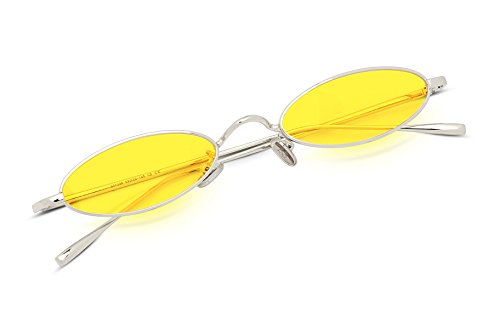 FEISEDY Vintage Small Sunglasses Oval Slender Metal Frame Candy Colors B2277