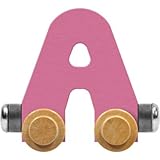 Maple Landmark NameTrain Pastel Letter Car A - Made in USA (Pink)