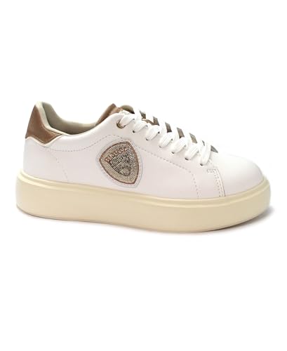 Blauer VENUS01 White Nude Bianco Scarpe Donna Sneakers Pelle Lacci 42