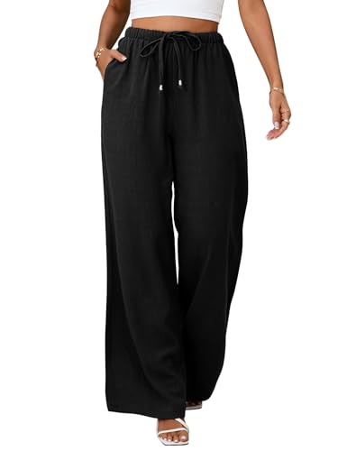 Image of UMIPUBO Womens Linen Pants Flowy Palazzo Wide Leg Pants
