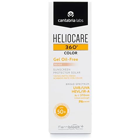 Heliocare 360 Color Gel Oil-Free Beige SPF 50 50ml / Gel Sunscreen For Face/Daily UVA UVB Visible Light Infrared-A Anti-Ageing Sun Protection/Matte Foundation Coverage Cover