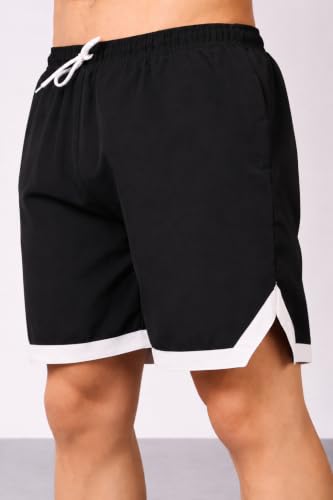 Image of London Hills Men's Sports Running Shorts Lightweight Quick Dry Gym Workout Training Shorts with Zipper Side Pockets Elastic Waist Adjustable Drawstring Athletic Activewear Running Jogging Fitness Yoga