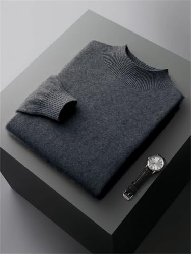 Men Commerce O-Neck Solid Color Long Sleeve Warm Merino Wool Knitwear Sweater Thickening Pullover3