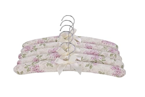 Madiy Anti-Slip Satin Padded Clothes Hangers with Rotatable Hooks No Shoulder Bump for Women Heavy Sweaters Coats Suits 360 Swivel Hook Set of 5 (04-Lavender)
