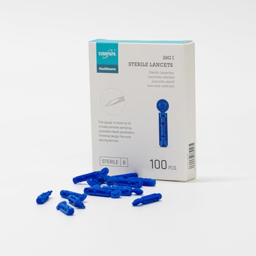 EUROPAPA® Lanzetten, Steril Einweglanzette, Blutlanzetten, Sicherheitslanzetten für Blutentnahme Blutzuckermessung Kapillare, Diabetic, 100 STK, EUROPAPA BG-Serie Blutzuckermessgerät Anwendbar