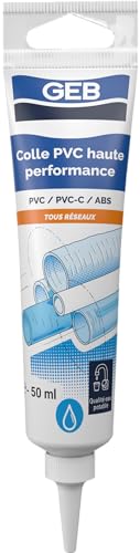 GEB Colle haute performance tube 50 ml polyvalente pour assemblage de canalisations en PVC - Pour réseau avec pression d'eau froide/chaude sanitaire et réseau d'évacuation des eaux usées