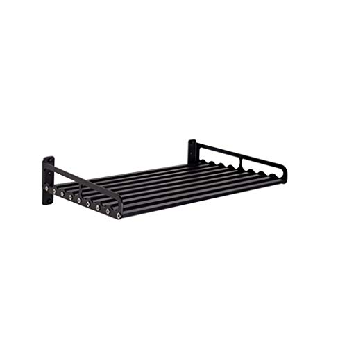 Cocina Entrepaños Negro de cocina de pared del horno microondas del estante, dormitorio y baño montado en la pared del estante de aluminio del espacio material duplica la capacidad de rodamiento Estan