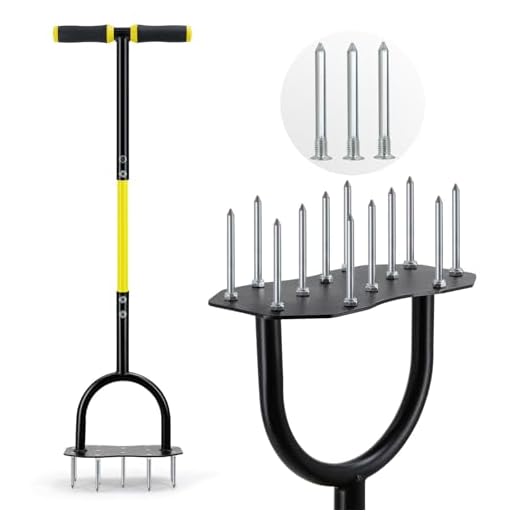 Jardineer Lawn Aerator Spike Aerating Tool, Updated 36" Taller Manual Grass Aerator Tool with 12 Stainless Spikes, Yard Aerator Tool for Compact Soil