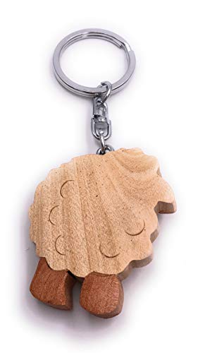 H-Customs Schaaf Animal Laine Bois Noble Main Porte-clés Pendentif – vue 2