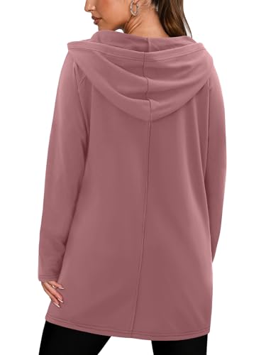KISSMODA Women Hoodies Dress Long Sweatshirts Dress Raglan Sleeves Oversized Sweatshirts with Pocket 2025 Fall Winter Trendy