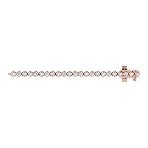 Image of 1 to 6 Carat Prong Set Round Cut Natural Diamond Tennis Bracelet for Women in 14K Gold (7 Inch) (I1-I2 Clarity)
