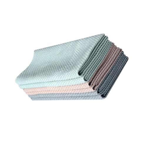 LOORGVEL 6個 魚鱗柄マイクロファイバークロス 吸水速乾キッチン用ふきん 拭き跡残らない多用途ワイプタオル 食器 窓 家具掃 ランダムカラー