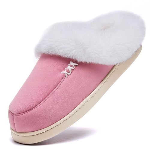 Afellicy Womens Memory Foam Slippers Warm Faux Fur House Shoes Indoor and Outdoor Lining Bedroom Clog