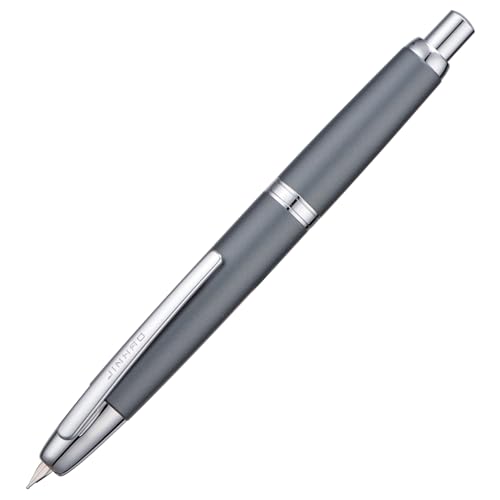 Image of Jinhao 10 Press Fountain Pen with Box, Metal Grey Retractable Fine Nib with Ink Converter Set (Silver Clip)