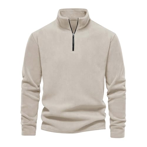Mens Micro Fleece 1/4 Zip Mens Fleece Pullover Warm Half Zip Lightweight Outdoor Sweatshirt Windproof Sport Sweatshirts With Stand Collar Thermal Polo Neck Top For Autumn Winter, Hiking, Work