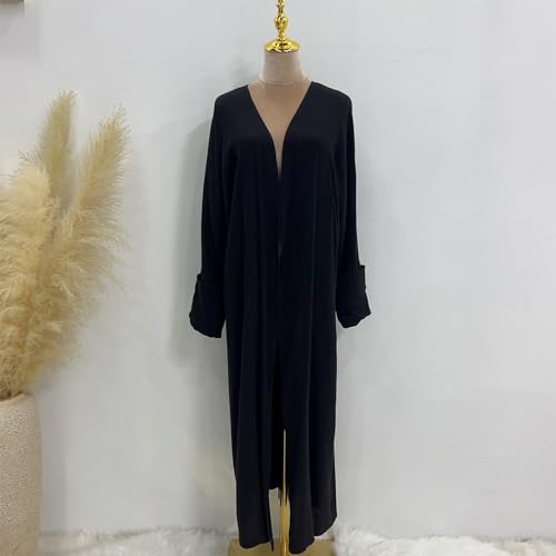 Image of Open Abayas Kimono Muslim Women Cardigan Maxi Dress and pants Set Islamic Clothing Dubai Saudi Robe