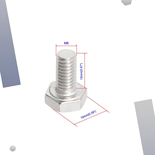 Image of M6 x 12mm Hex Head Bolts Screws Grade 5.8 Stainless Steel, Fasteners Fully Machine Threaded SUS304 30 Pcs