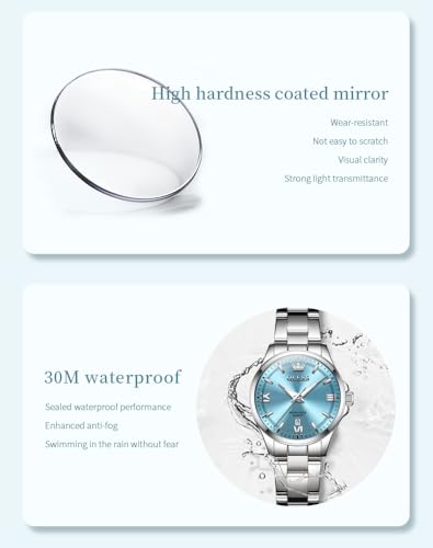 OLEVS Womens Watch Elegant Dress Diamond Analog Quartz Watch Two Tone Stainless Steel Waterproof Luminous Wristwatch4