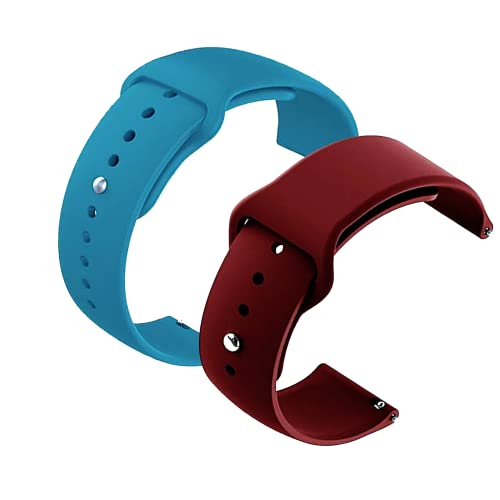Image of YODI New Accessories Silicone 22MM Strap Belt Band for Smart Watch (Set of 2 Color) Combo Pack (Smart Watch NOT Included) (Mist Blue-WINRED)