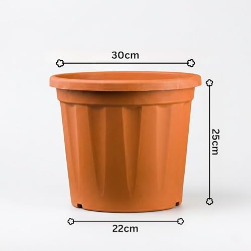 Image of 12 Inch Heavy Duty Plastic Planter | Grower Pot /Garden Pot for Home & Garden (Terracotta) (Pack of 1)