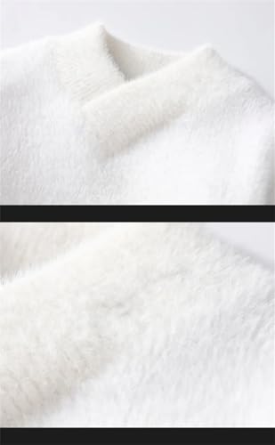 Mens V Neck Sweater Knitted Warm Jumper Sweater Long Sleeve Solid Color Pullover Top3