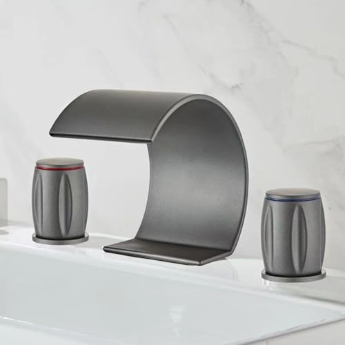 Robinet de salle de bain à 3 trous LWX anti-trace avec double commande d'eau précise