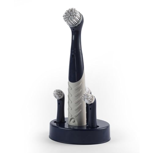 Beldray LA030100FEU7 Electric Deep Clean Scrubber Turbo Brush – Bathroom Cleaner, 4 Oscillating Heads, Non-Slip Grip, Stand Included for Neat Storage, Fast Precision Cleaning, Navy