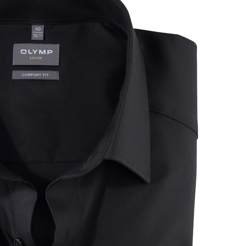 OLYMP Herren Businesshemd Langarm Luxor,Einfarbig,Comfort fit,New Kent,schwarz 68,41