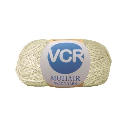 Image of VCR Mohair Nylon Soft Cream Yarn, 100 Grams Hank, 196 Meters Length, Acrylic 75%, Mohair Nylon 25%, Pack of 1 Yarn, Soft Crosia Threads, Suitable for Winter Garments.