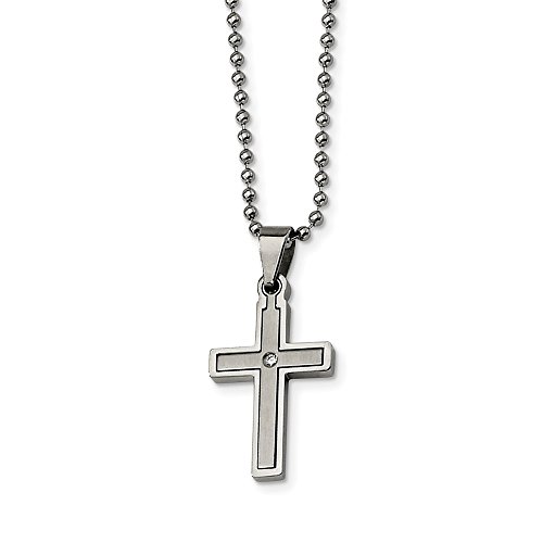 Men's stainless steel cross pendant with diamond accent Clearance