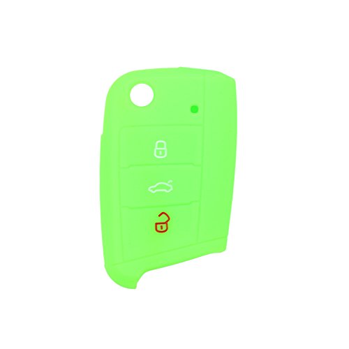 BROVACS Silicone Cover Protector Case Holder Skin Jacket Compatible with VOLKSWAGEN 3 Button Flip Remote Key Fob CV9803 Light Green - Image 2