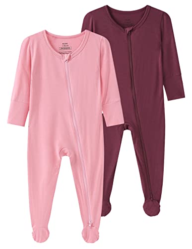 Image of Viscose from Bamboo Baby Footie Pajamas -Baby Infant Boys Girls Long Sleeve One Piece Romper - Sleep 'N Play PJ - 0-24 Months