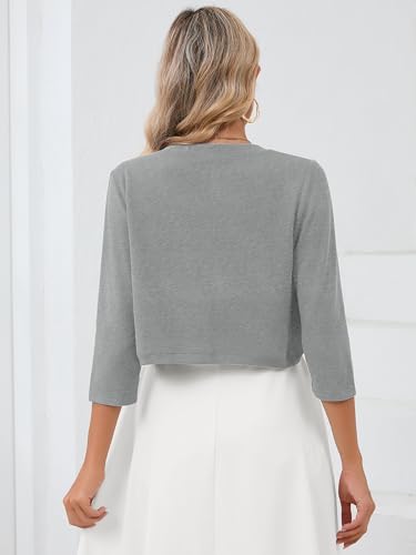 Image of Heymoments Women's 3 /4 Sleeve Casual Shrugs Lightweight Open Front Cropped Cardigan for Dresses