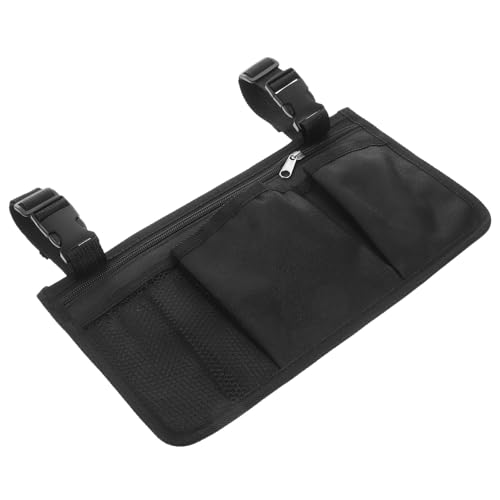 TEHAUX Bolsa Colgante Lateral para Reposabrazos de Silla de Ruedas y Andador, Bolsa Desmontable Negra de Gran Capacidad para Viaje y Almacenamiento de Accesorios Médicos