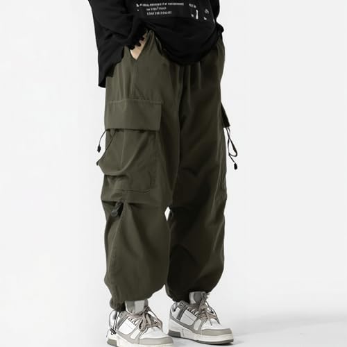 XYXIONGMAO Men's Black Casual Sweatpants Streetwear Loose Cargo Pants Multi-Pocket Techwear Joggers Hip Hop Pleated Overalls2