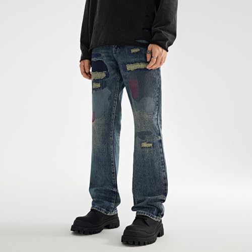 Jeans Pants Trouser Denim Spring and Autumn Heavy Weight High Street Piercing Men's Loose Classic Rascal Trendy Casual4