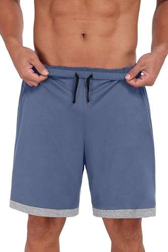 Image of Mens Pajamas Set Lightweight Summer Pjs Sleepwear Soft Comfy Short Sleeve Loungewear With Pocket (S-4X)