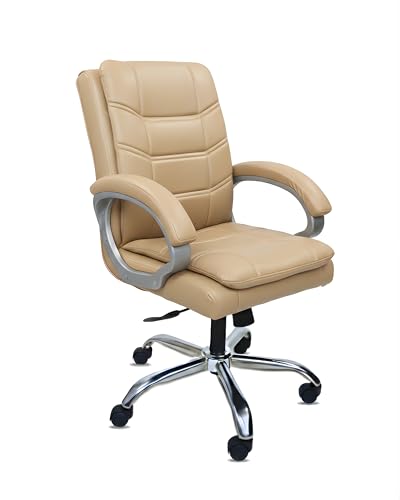 Image of activa Executive Revolving Office Chair | Ergonomic Computer Desk Chair with Cushioned Seat| Heavy Duty Steel Base, Adjustable Height & 360 Swivel Wheel| Study /Home /Offcie Visitor Chair (Star, Beige)