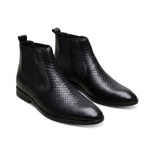 Image of HAYES LONDON Chelsea Boots For Man | Genuine Leather High-Top Slip-On Shoes | Comfortable Formal Shoes for Men | Stylish Office, Party & Casual Wear Fashion Boots