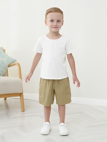 OHD 3 Pack Toddler Boys Uniform Shorts, Cargo Summer Classic Fit Elastic Waist Uniform Shorts with Pockets4