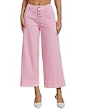 luvamia Wide Leg Jeans Women High Waisted Cropped Button Up 26 Inch Inseam Denim Wide Legged Pants Trendy Loose Jeans for Women Pink-A-Boo Size Medium US 8 to 10