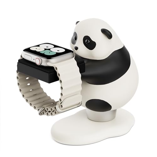 RISOKOKU for Apple Watch Charger Stand Compatible with Apple Watch Series Ultra2/Ultra/SE2/10/9/8/7/6/SE/5/4/3/2/1(49mm,46mm,45mm,44mm,42mm,41mm,40mm,38mm)?Cute Panda iWatch Charging Stand, Dock