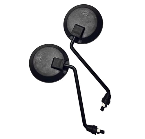 Image of Pure Biking Round Rear View Mirror, Powder Coated, Compatible With Bullet 350cc /500cc Models 2012-2020, Left and Right Side, Pack of 2 (Scram 411 Black)