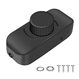 LED Dimmer Switch 1 Gang Inline Dimmer Light Switch for Table Lamps 220V-240V Trailing Edge Dimmers with Rotary ON/OFF Dimming Knob Control for 3-100W Dimmable LED Ceiling Incandescent Halogen Bulbs