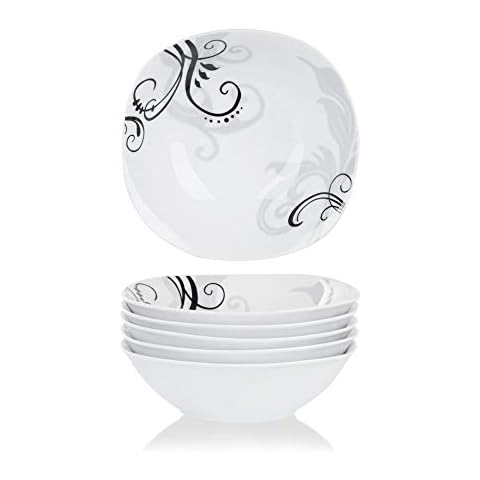 VEWEET Porcelain Cereal Bowls Set of 6 Cover