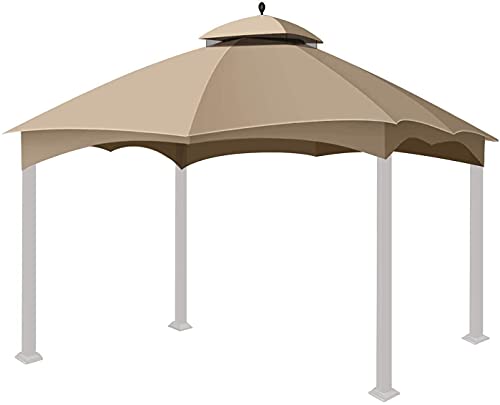 CoastShade (Khaki#GF-12S004B-1) Patio Replacement Canopy Roof Backyard Double Top 10X12 Gazebo