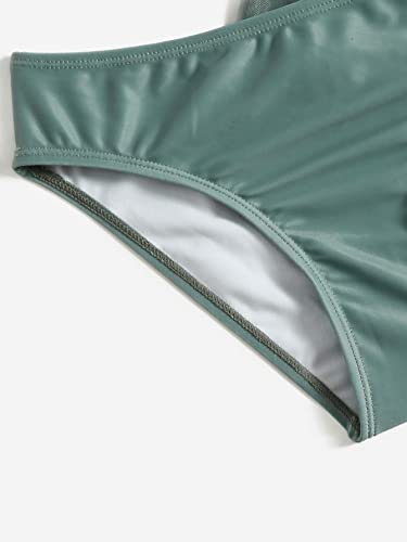 Romwe Girl's 3 Pack Floral Bikini Set Swimwear Bathing Suit Swimsuit And Kimono Green 140 #TOP4